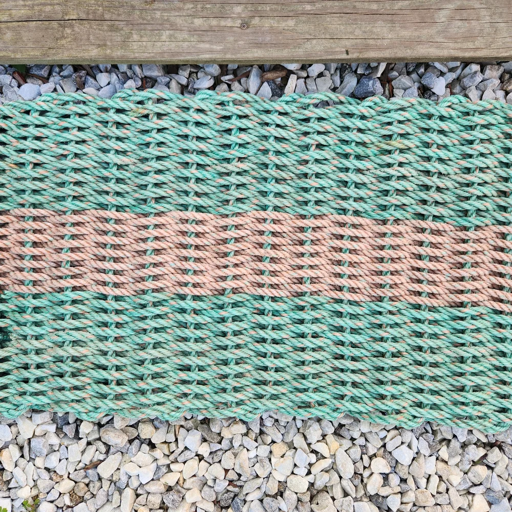 Salmon And Teal Lobster Rope Rug